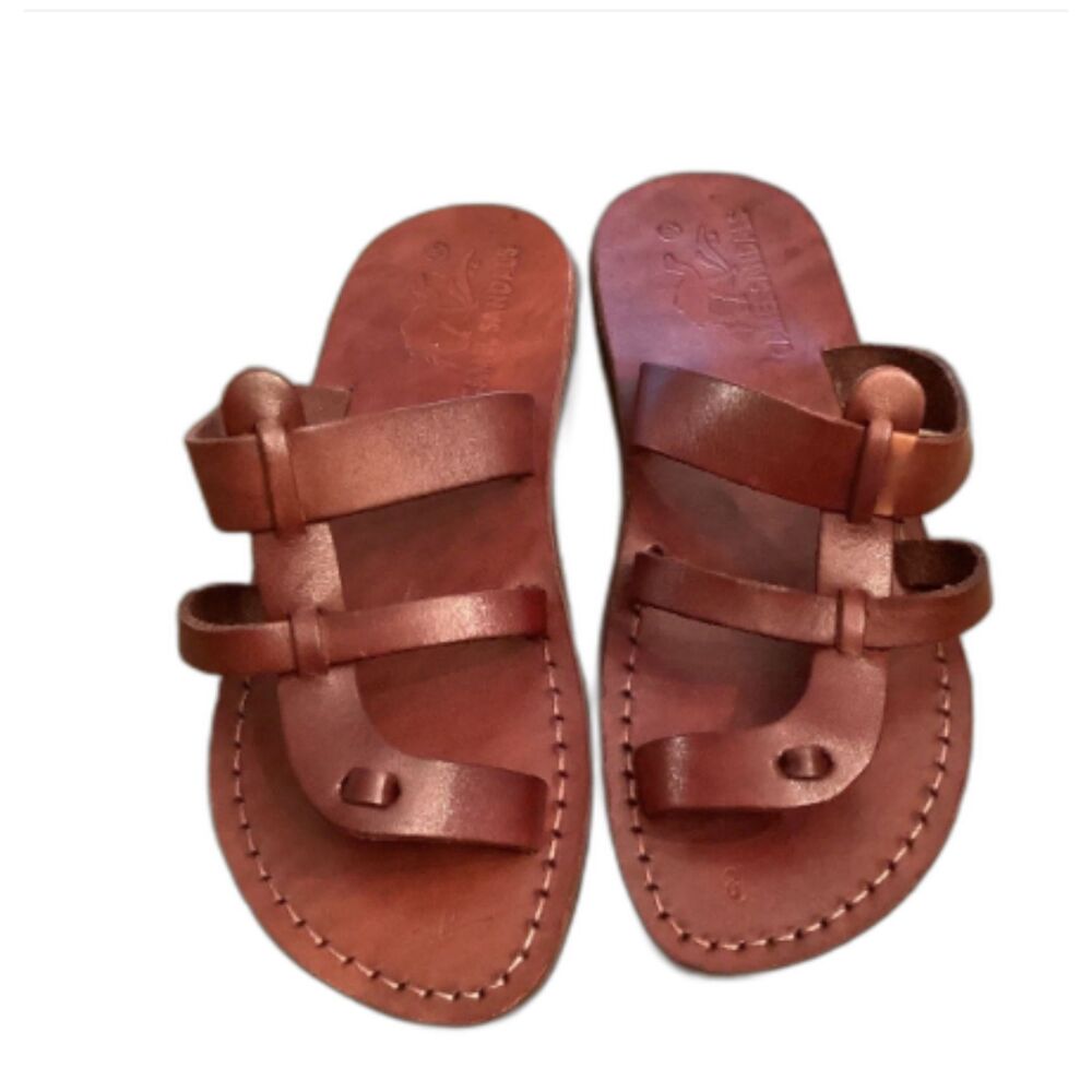CAMEL SANDALS SZ 39 BIBLICAL JESUS SANDALS BROWN  LEATHER ISRAEL TOE RING
